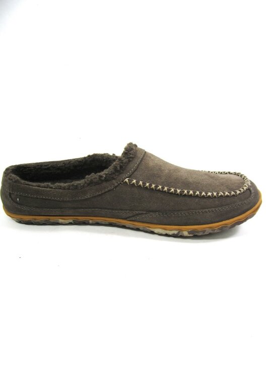 LL Bean EUC Mens Size 11 M Brown Mountain Slippers Scuffs Ash Brown Fleece Lined
